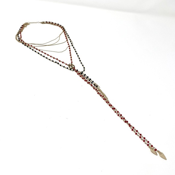 New Free People Layered Beaded Gold Bohemian Necklace - Picture 1 of 4